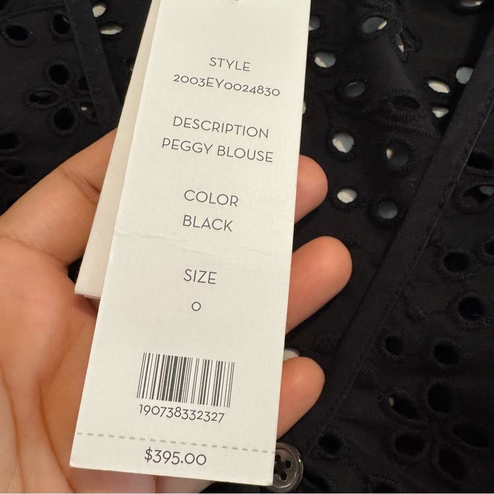 Veronica Beard Peggy Blouse Eyelet Button-Up Long Sleeve 0 $395 - Picture 5 of 6